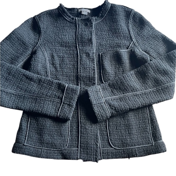 Vince Womens Textured Tweed Wool Black Cardigan/Blazer Size 8 - Picture 13 of 13